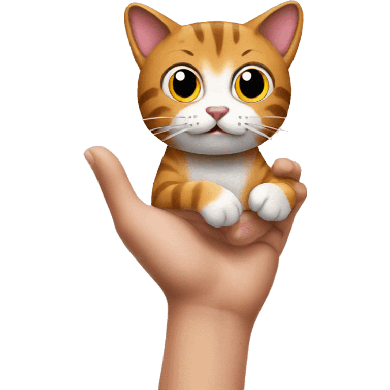 Cats sit in mr bean hand emoji