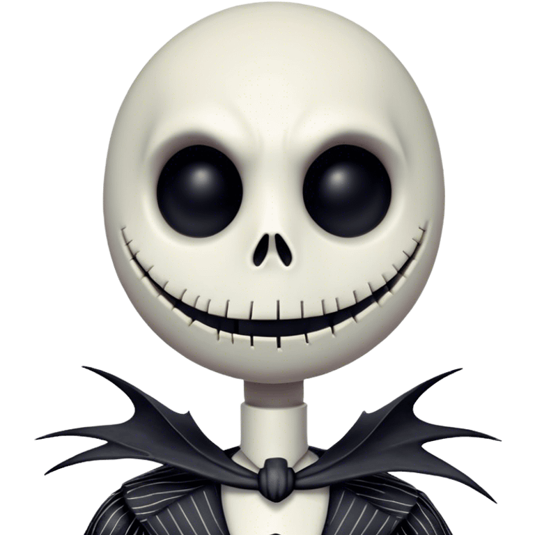 Close up view Cinematic 3D ultra realistic 32K HD image of Jack skellington, stunning detail as though captured in a timeless photograph, rich textures, visually rich, so lifelike that it feels like it could leap off the page at any moment emoji