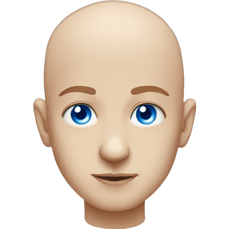 bald boy portrait gazing viewer with blue eyes emoji