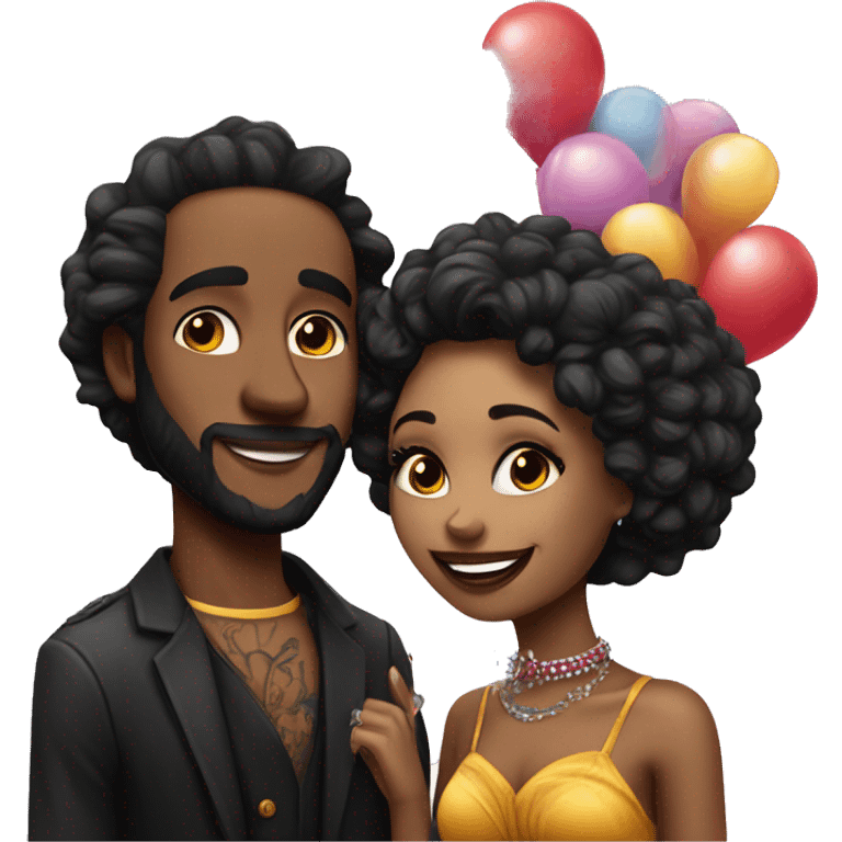 Romantic carnival date for beautiful tattooed couple emoji