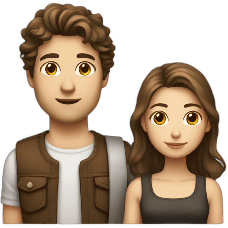 italian young cool couple brown hairs and white skin emoji