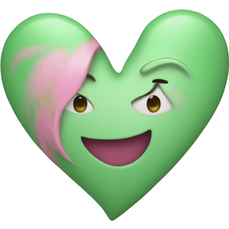 pink and green heart emoji