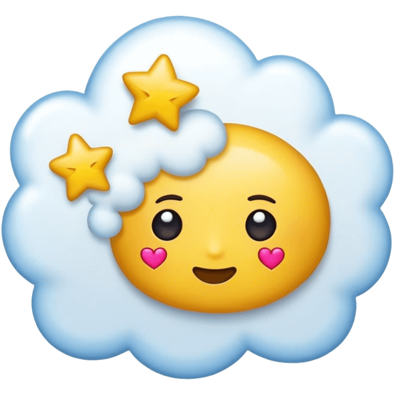 emoji with thought bubble with stars and hearts inside emoji