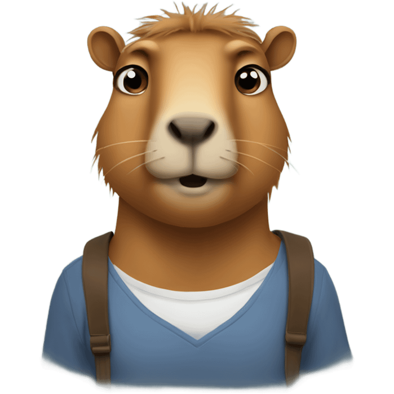 Chill-guy-capybara with giant cute eyes emoji