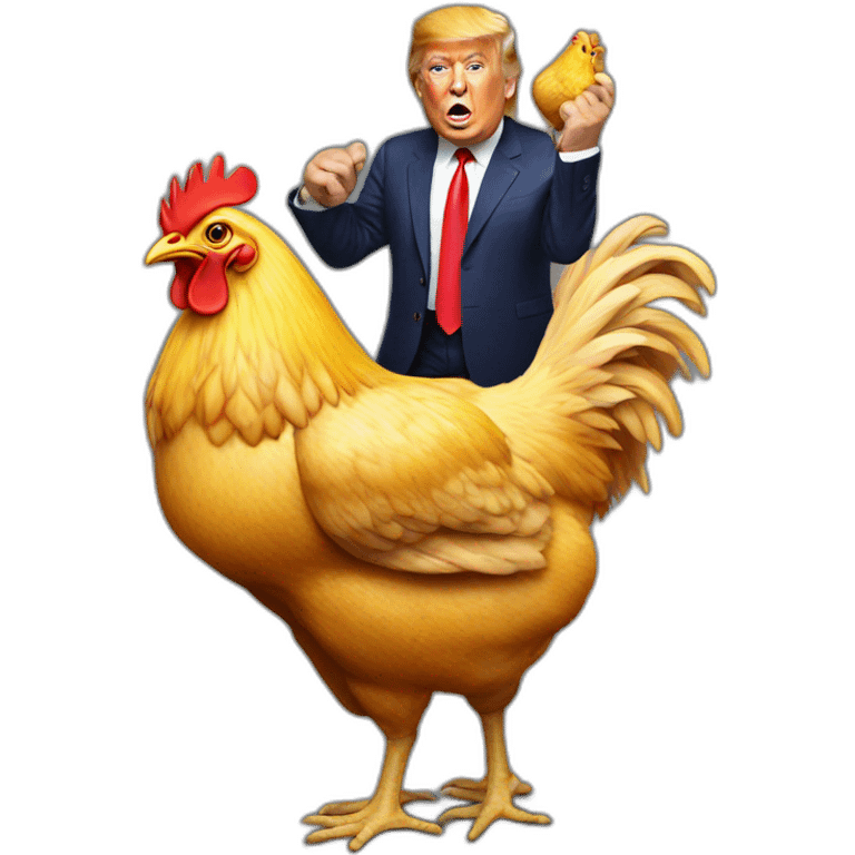 Trump riding a chicken emoji