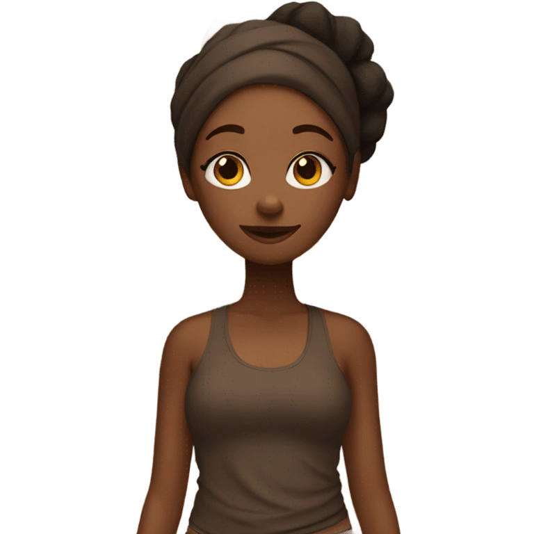 Black girl in brown yogo set  emoji