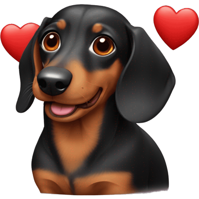 dachshund with a red heart emoji