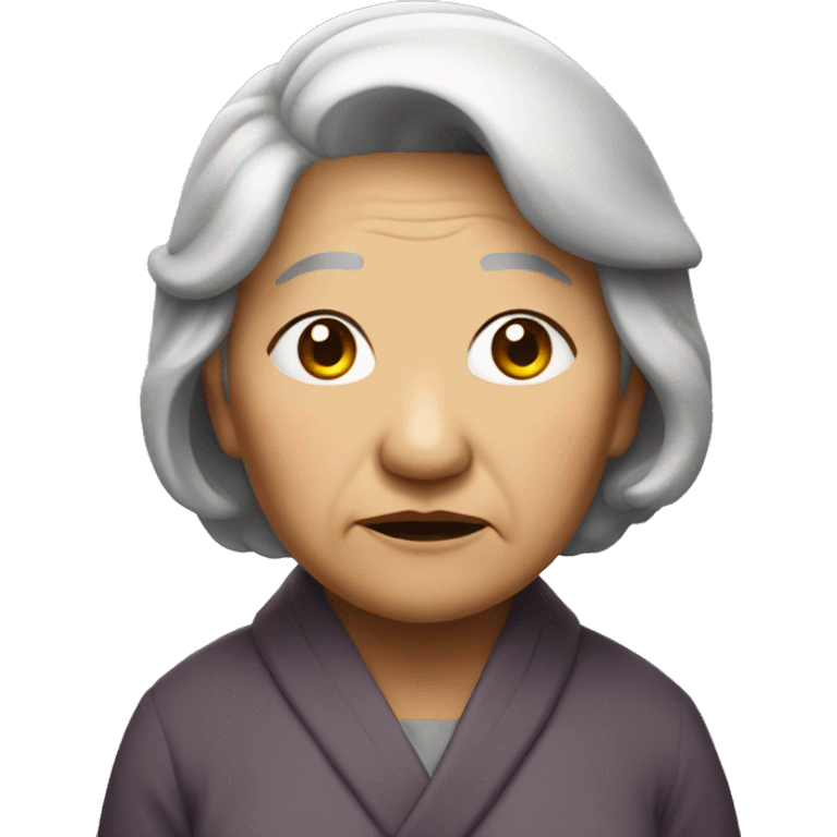 old sad asian lady standing upfront whole emoji