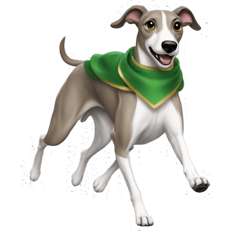 Greyhound running with green sash emoji