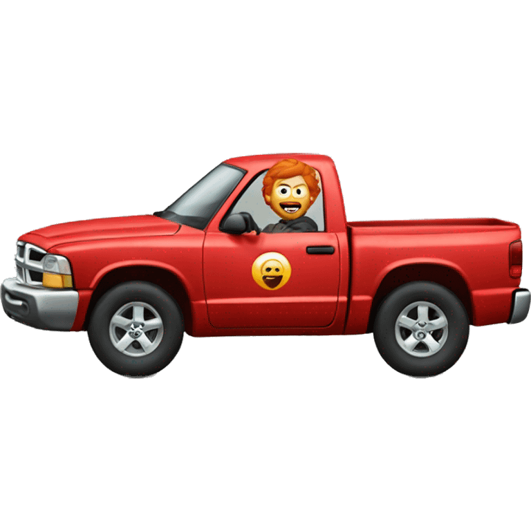 Red headed man driving a dodge Dakota  emoji