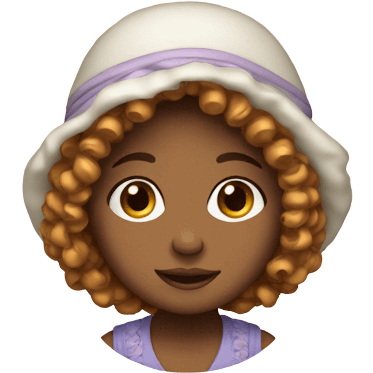 Curly girl with bonnet emoji