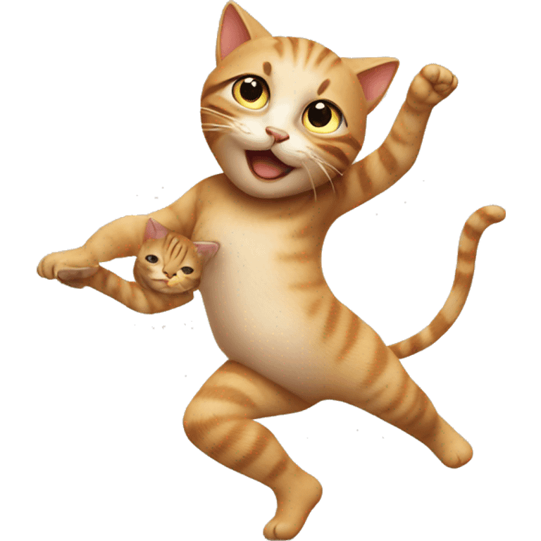 Baby & cat dancing  emoji