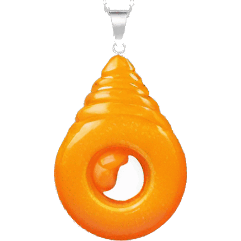 An upward spiral starting from a crumpled orange plastic lid and ending in a shiny orange teardrop-shaped pendant emoji