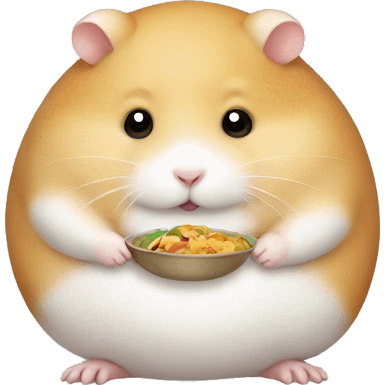 A fat hamster holding food emoji