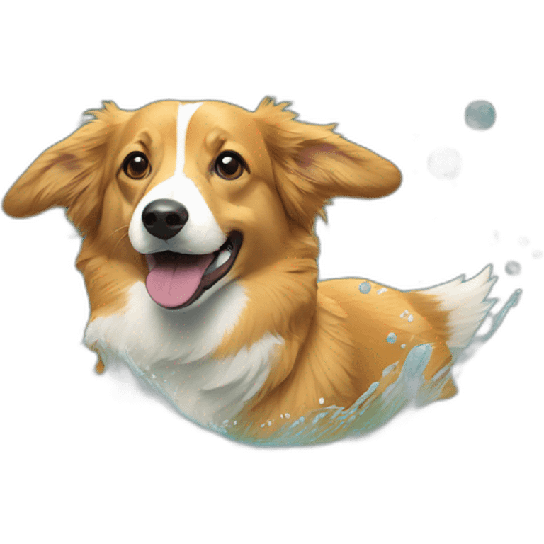 Duck tolling retriever corgi swimming emoji