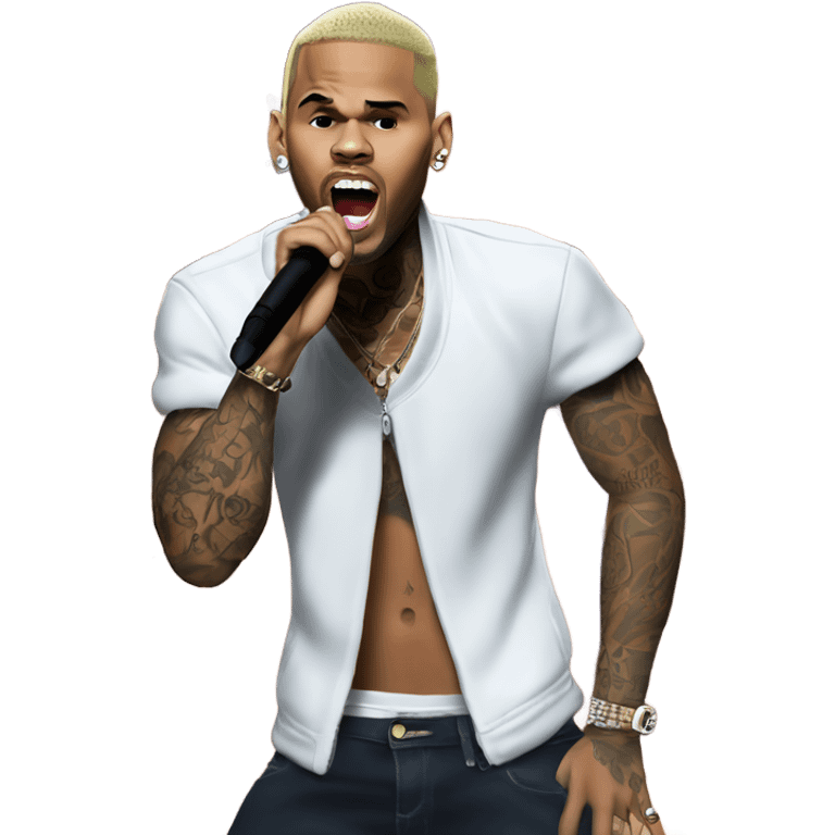 Hyper Realistic Chris Brown on stage singing  emoji