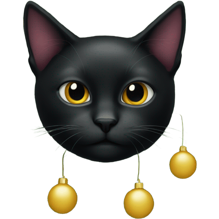 Black cat in a Christmas tree  emoji