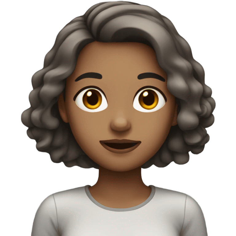 Girl with brown hair and dark gray highlights emoji