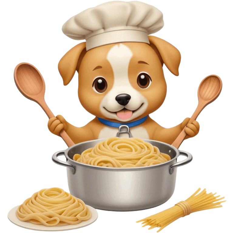 Dog cooking pasta  emoji