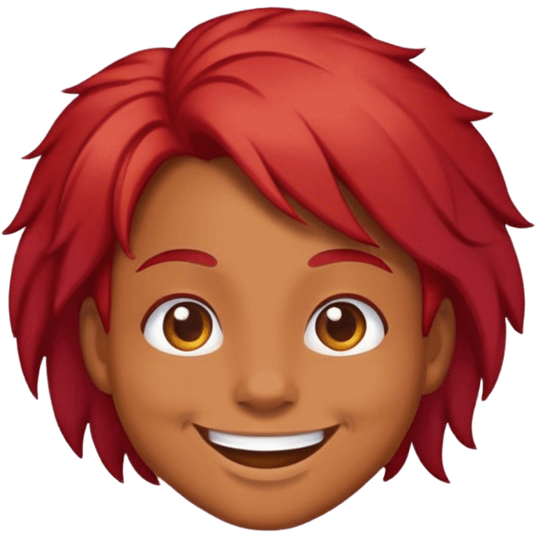 brownskin emoji smiling with red hair  emoji