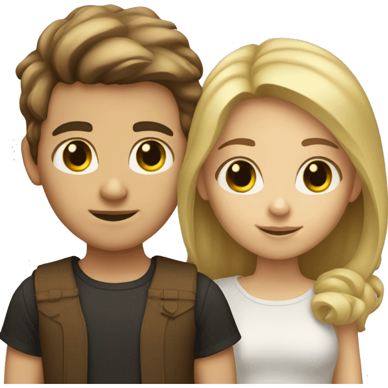 Brown Hair Girl and Blond Hair Boy emoji