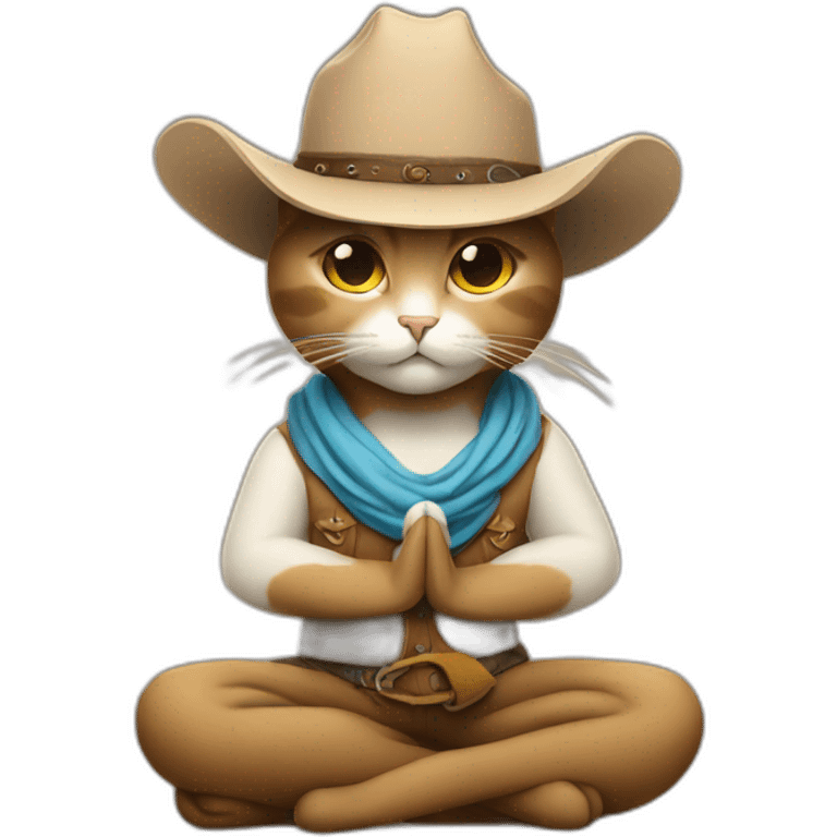 Calm meditating cat cowboy emoji