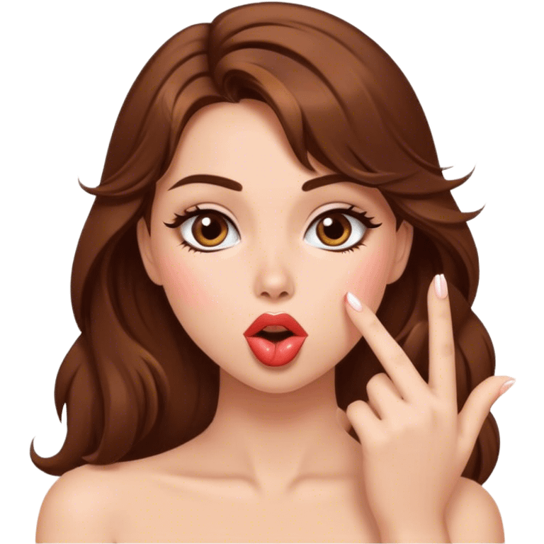 Sexy girl brown hair Blowing kisses  emoji