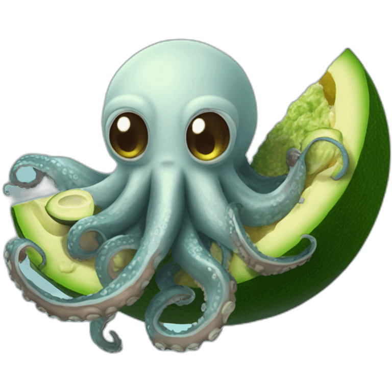 an octopus eating avocado on the moon emoji