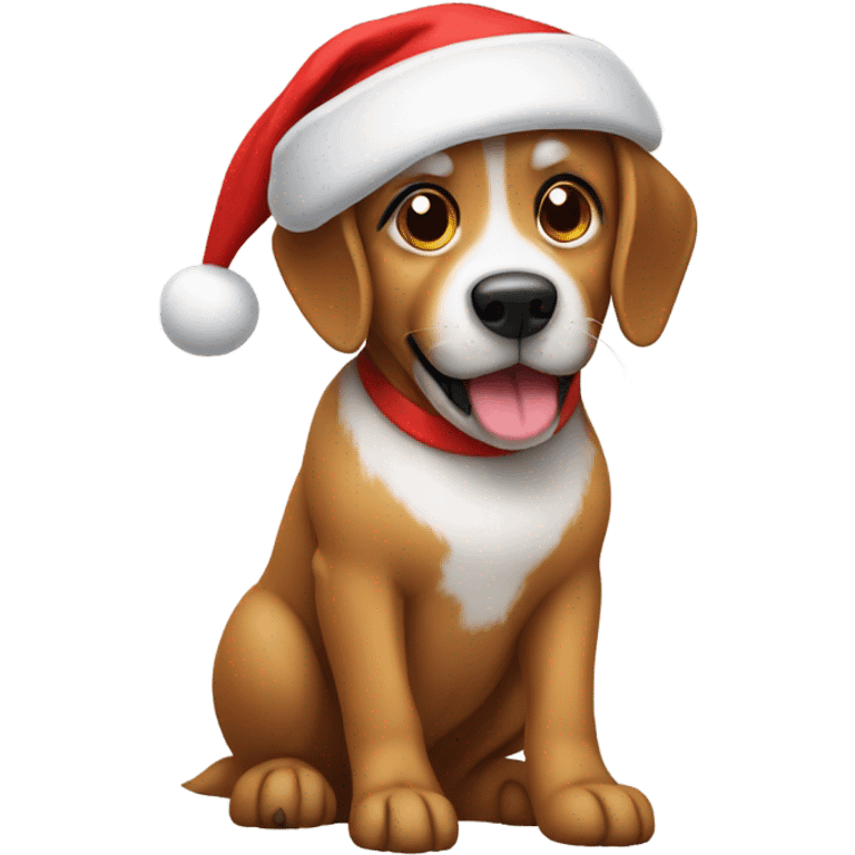 Dog wearing Santa hat emoji