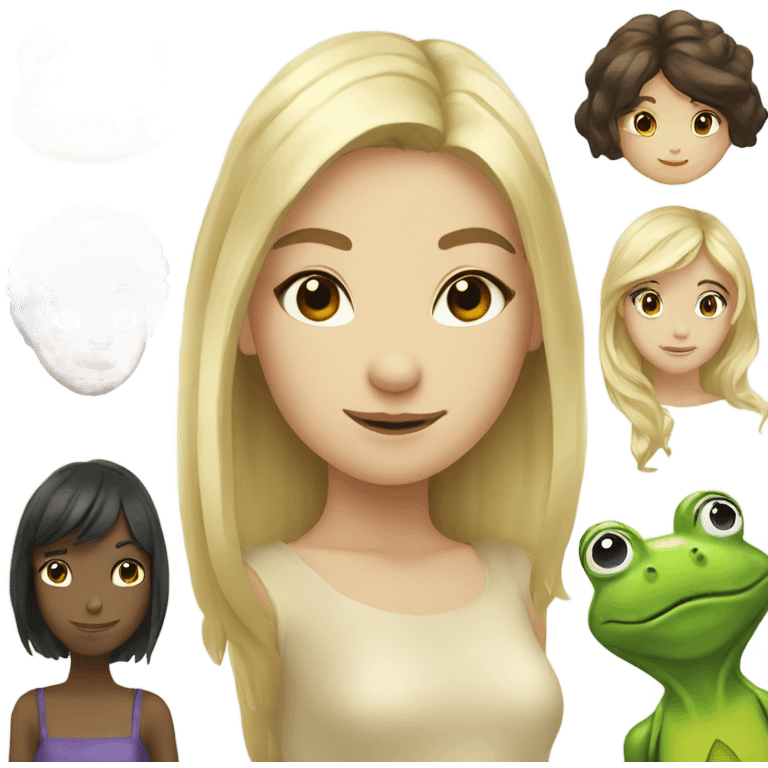 Two Frog human girls one brunette one blonde  emoji