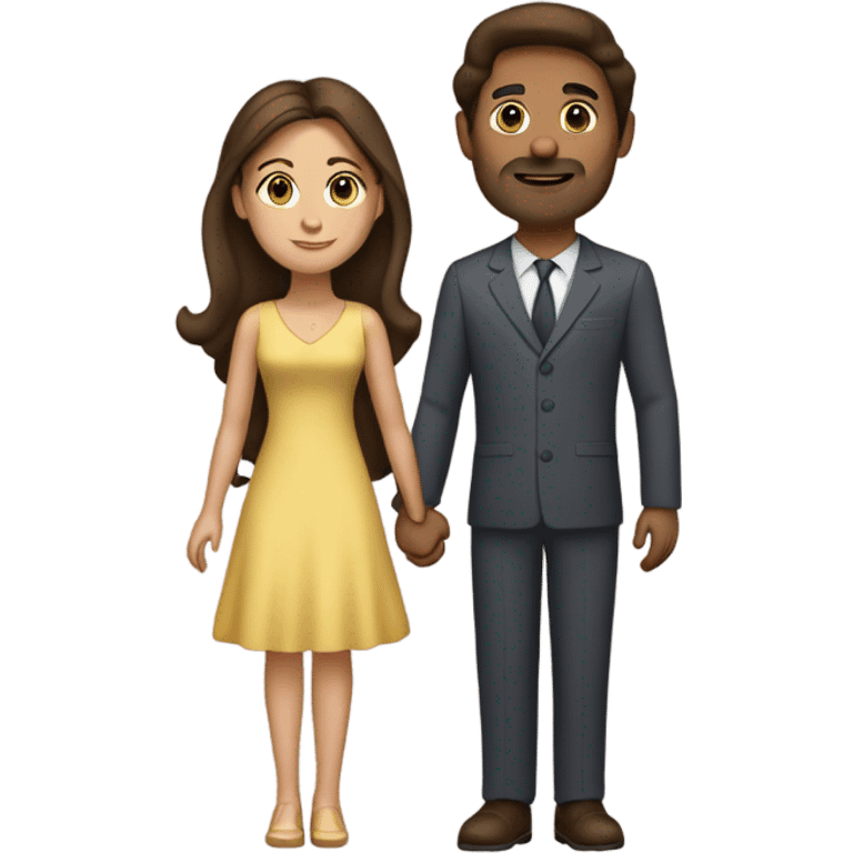 brown haired man in dress holding hands with brunette woman with long haur emoji