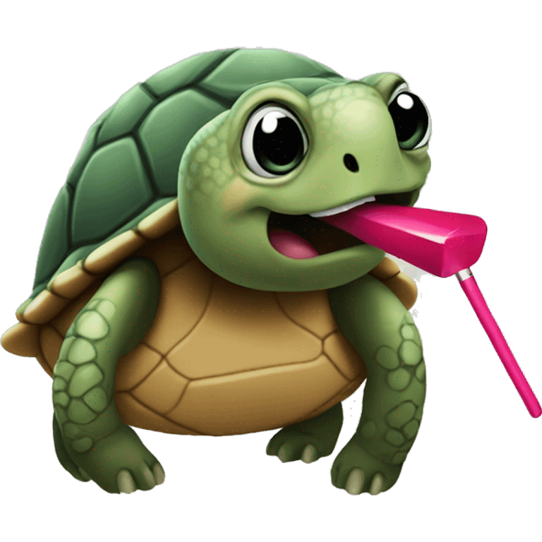 Turtle with lipstick and long nails  emoji