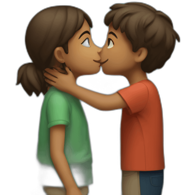 a boy kissing a girl into the mountains emoji