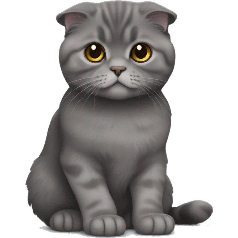 all dark grey Scottish Fold Cat long hair emoji