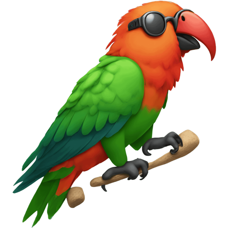 King parrot wearing sunglasses with an umbrella in the tain emoji