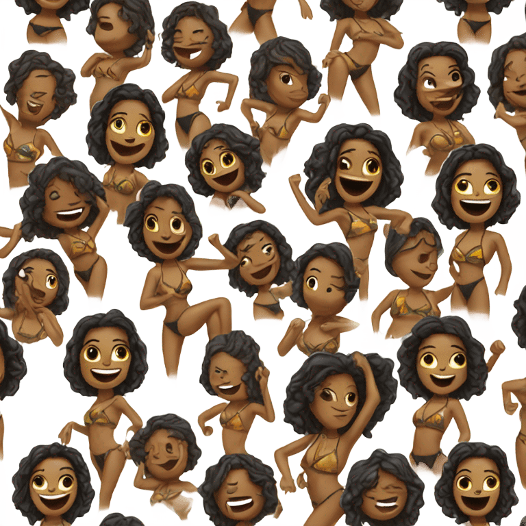 Black woman in a bikini dancing. emoji