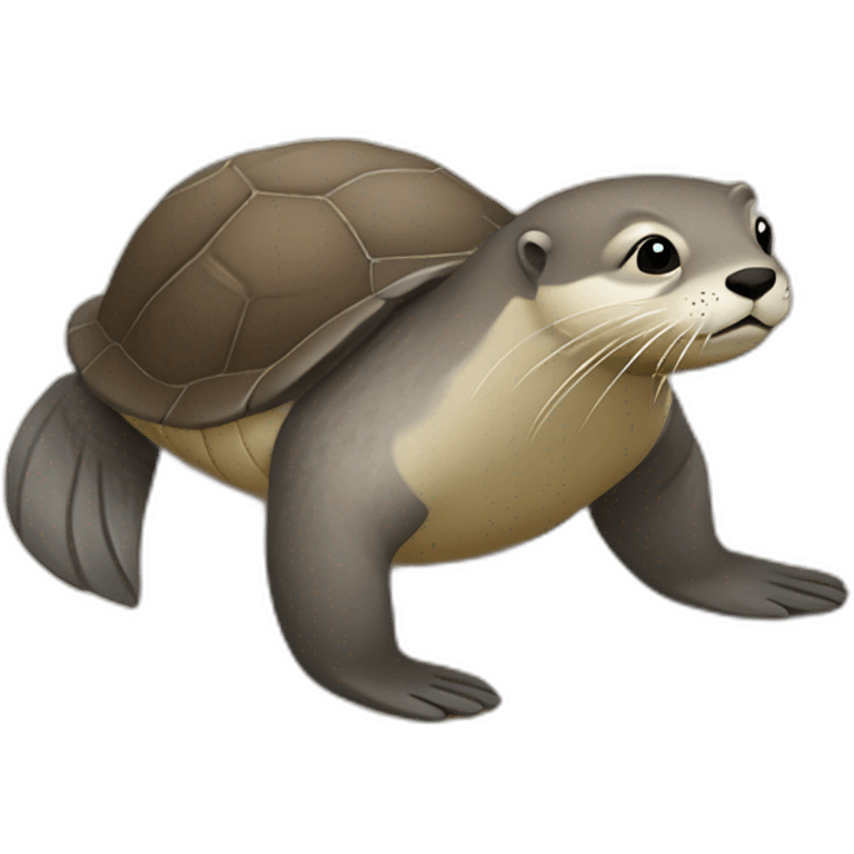 Une loutre qui se balade sur une tortue emoji