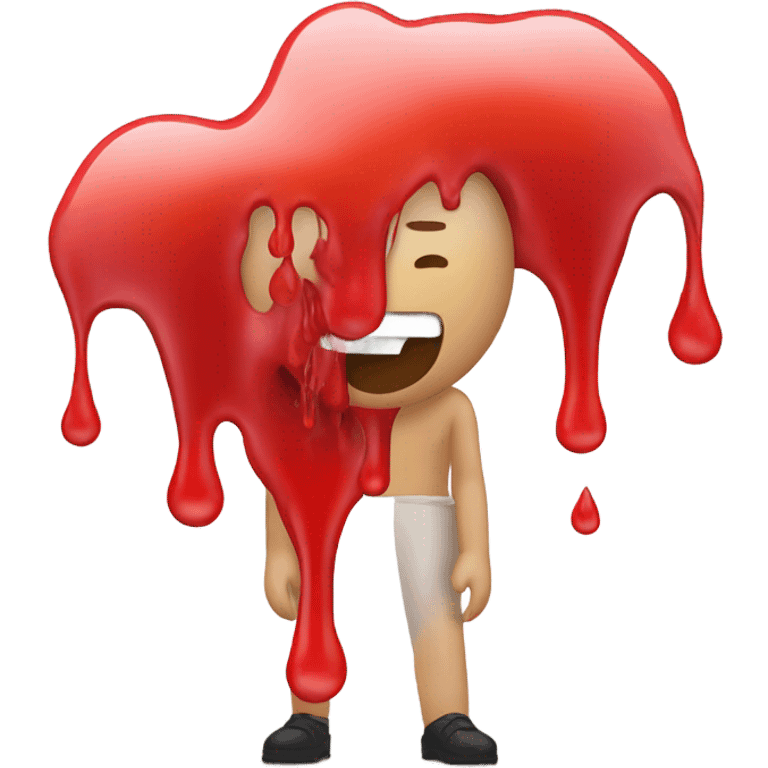 Red substance falling on person emoji