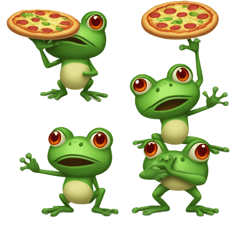 Frogs kicking boxes of pizza  emoji