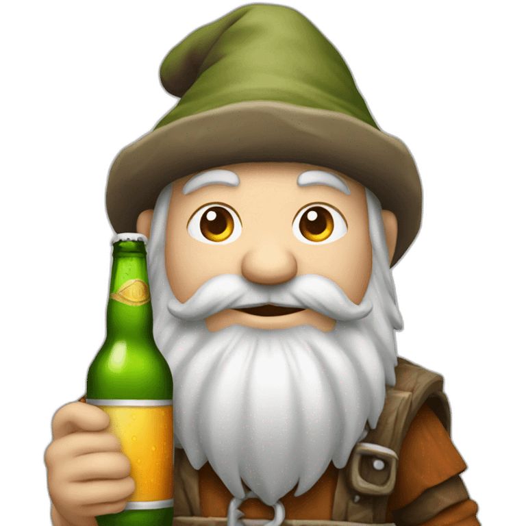 A garden dwarf with a beer emoji