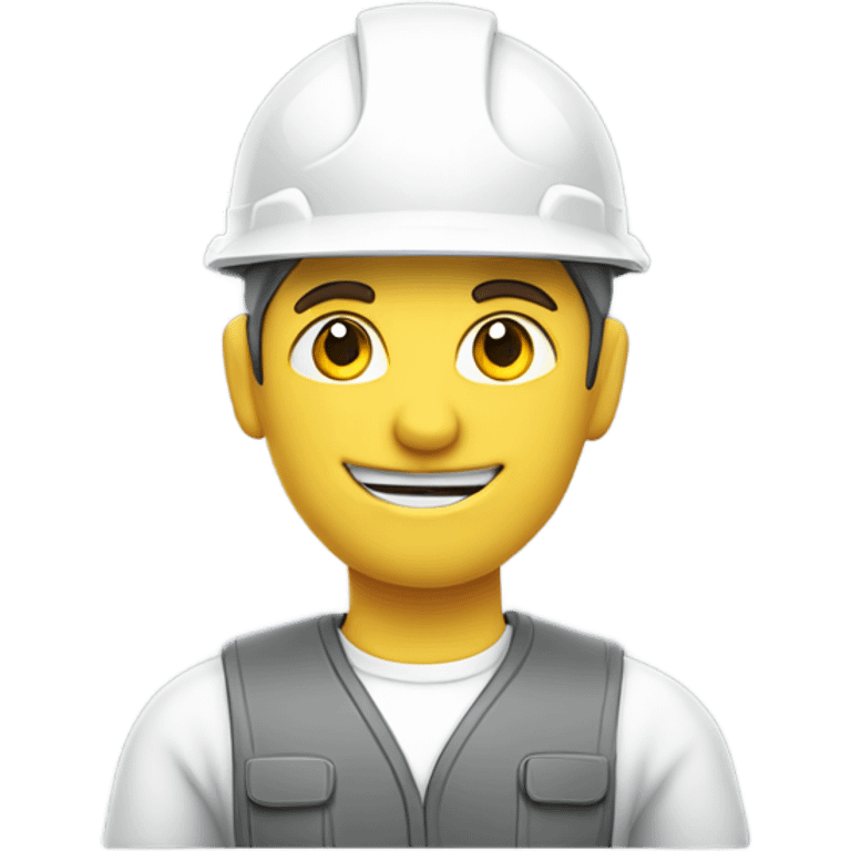 worker wearing a white helmet and a grey workwear, making a thumbs up emoji