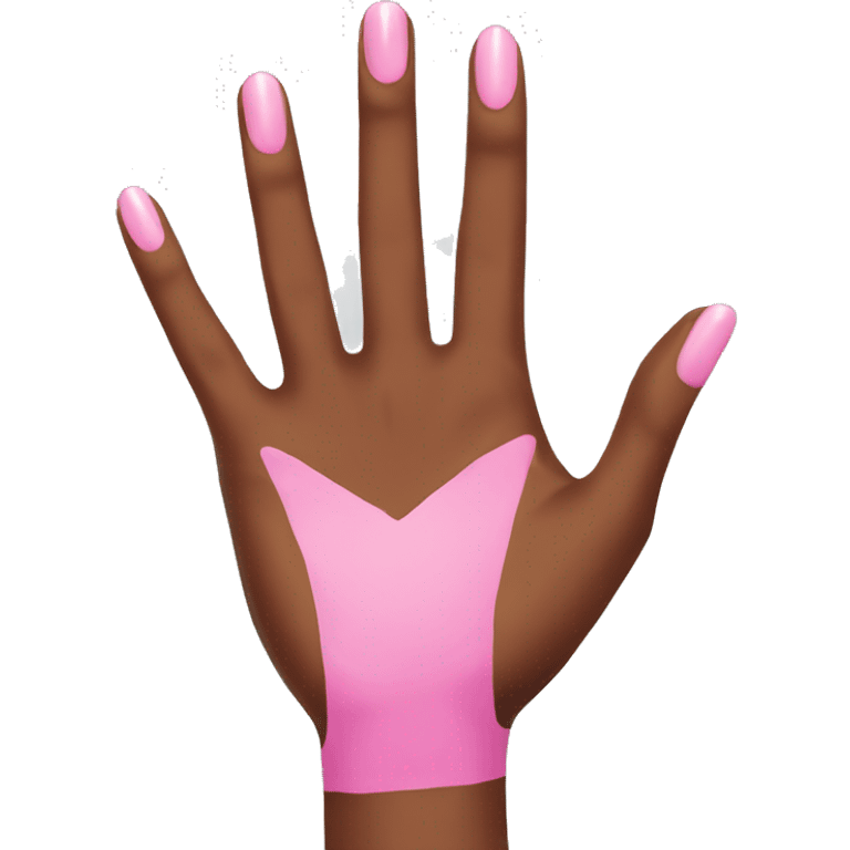 brown skin hand with pink nails  emoji