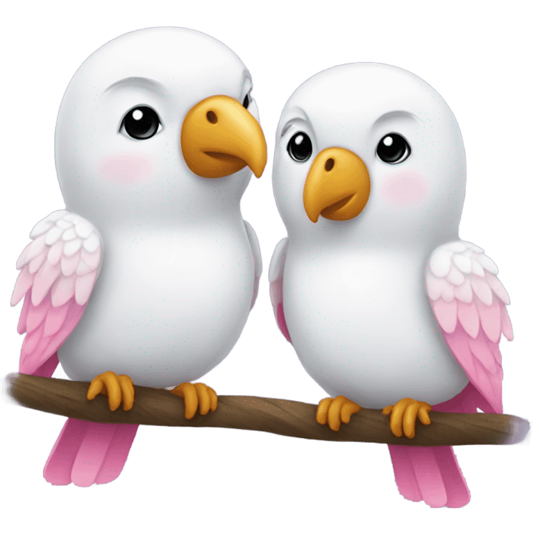 White love birds doves pink bows emoji