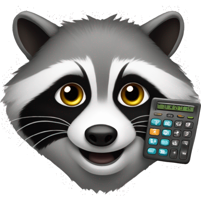 Racoon with a calculator emoji