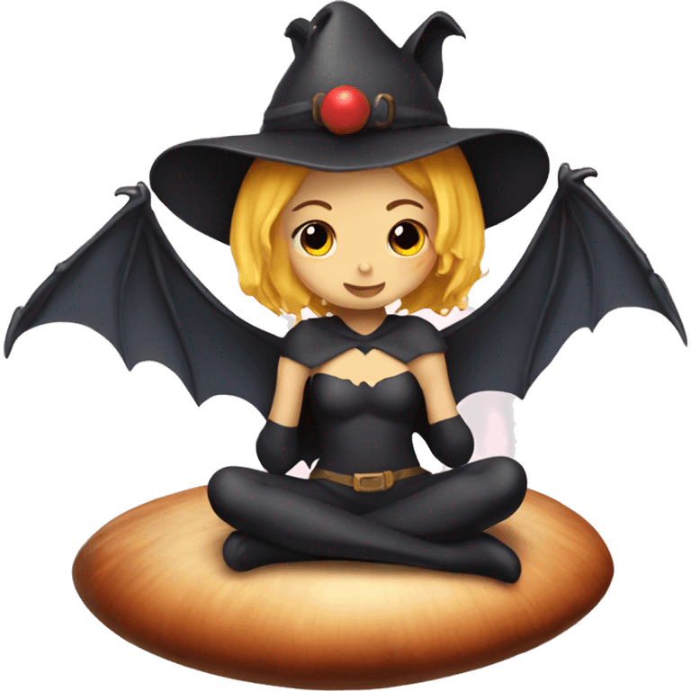 bat girl sitting on a mushroom emoji