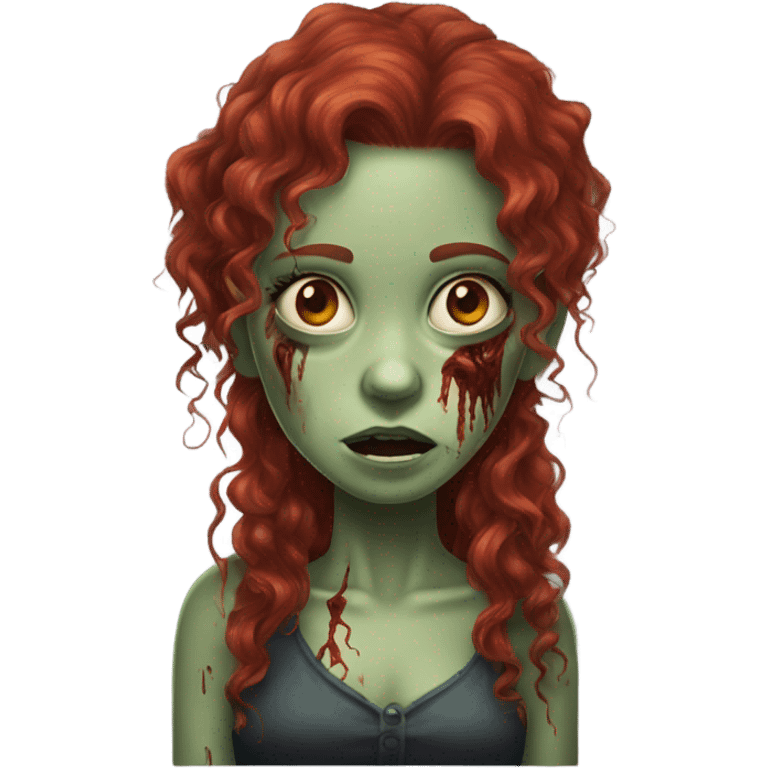 Zombie girl with long red curly hair emoji