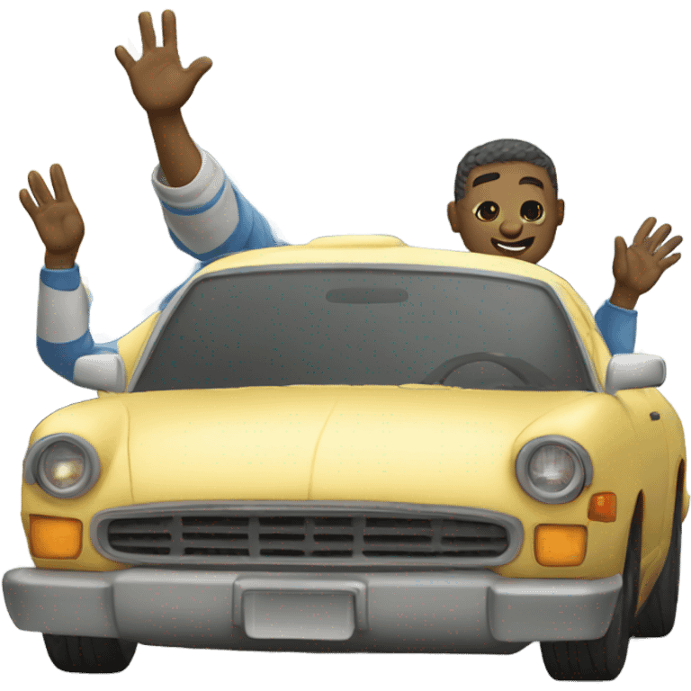 Two cars high fiving emoji