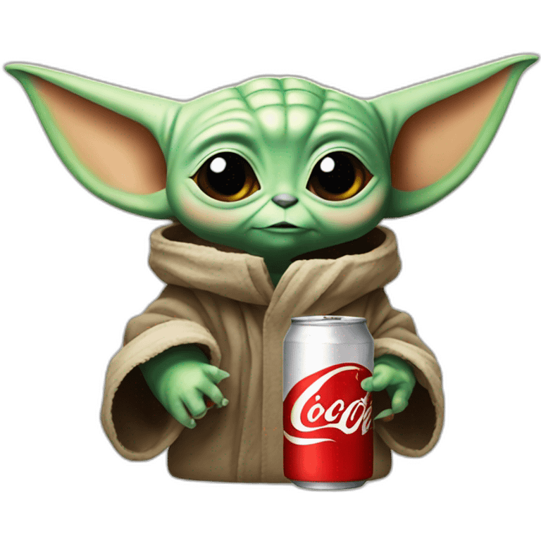 Baby Yoda drink coke emoji