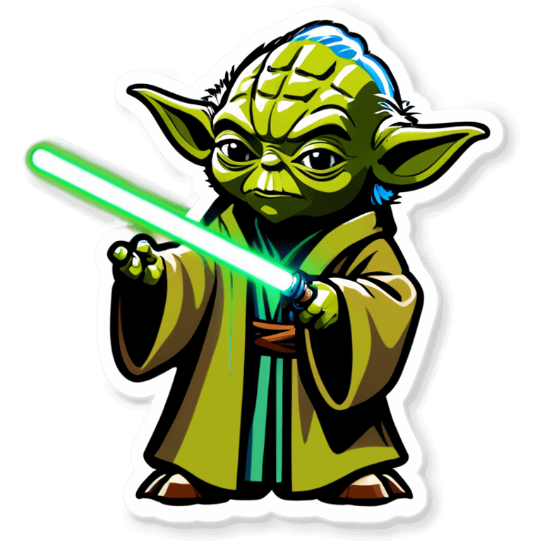 Sticker of yoda controls puppettt emoji