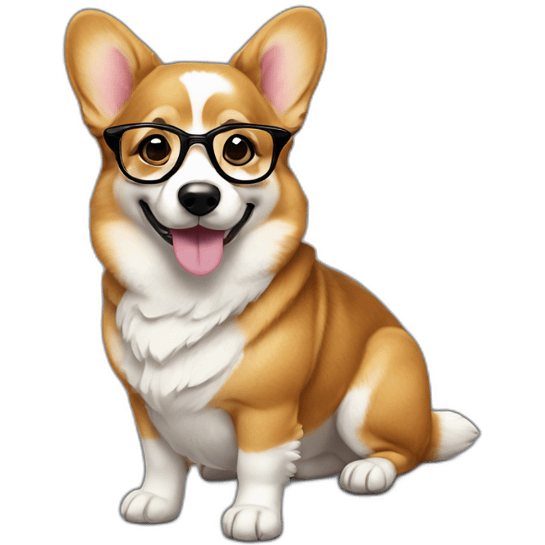 full-height sit Corgi with glasses emoji